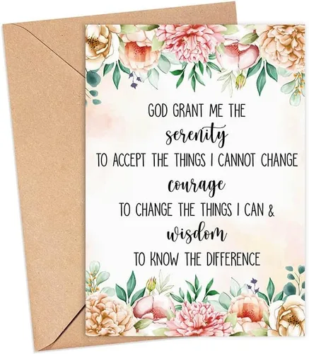 Emily gift Serenity Prayer - Tarjeta de felicitación – Interior en blanco – 5 x 7 pulgadas – Cartulina premium – Incluye sobre