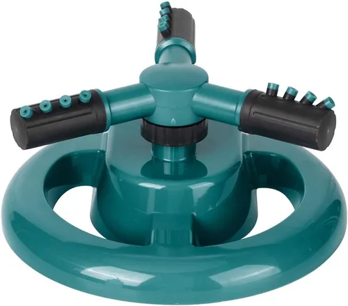 Miniatura 8 de Aspersor de césped, tres brazos giratorios de 360 grados, ajustable, rociador de agua para jardín, herramienta de riego de césped (verde)