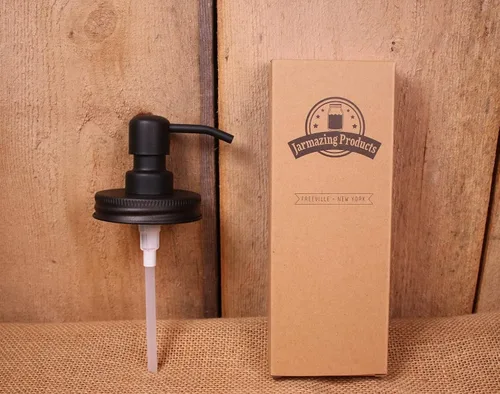 Miniatura 4 de Jarmazing Products Tapas dispensadoras de jabón para tarros de masón negro, paquete de un paquete, para todos los frascos de conservas de boca Acero