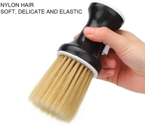 Miniatura 8 de Cepillo de peluquería suave para el cabello, plumero de cuello con mango redondo ergonómico (negro), cepillo de limpieza de doble función con poder