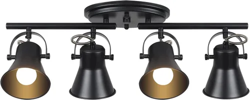 Miniatura 9 de KEESFU Iluminación de pista mini industrial para techo, luces de punto negras para interiores con cabezal de luz ajustable multidireccional, foco