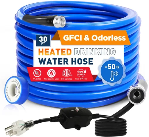Miniatura 8 de Manguera de agua potable calentada de 20 pies (10-50 pies), manguera de agua calentada de -50°F-46°C para RV con protección contra fugas