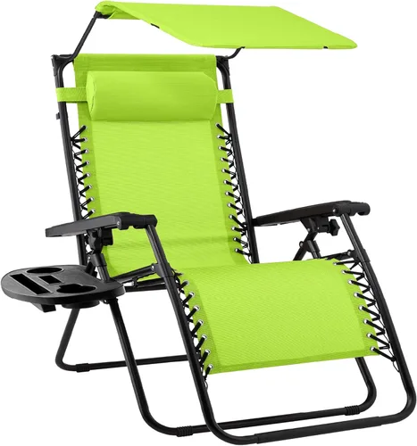 Miniatura 58 de Best Choice Products Sillón reclinable de 30 pulgadas de ancho con gravedad cero para exteriores, con toldo ajustable, reposacabezas, bandeja