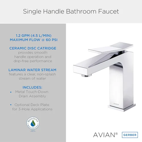 Miniatura 6 de Gerber D225019 Avian - Grifo de baño de una sola manija, cromado
