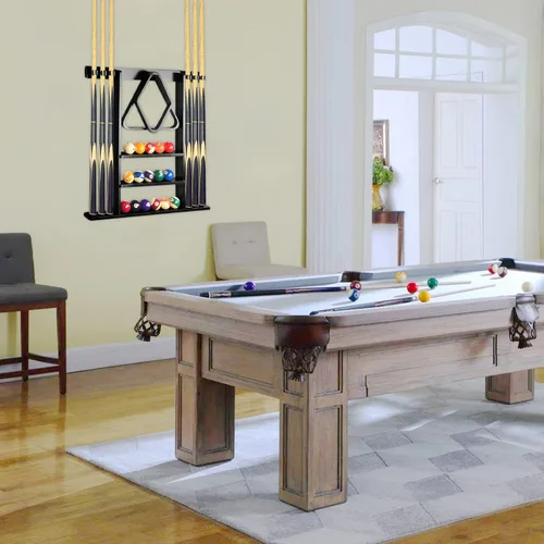 Miniatura 6 de Soporte para palos de billar de madera maciza, soportes para tacos de billar para accesorios de billar para sala de juegos, bar, (negro)