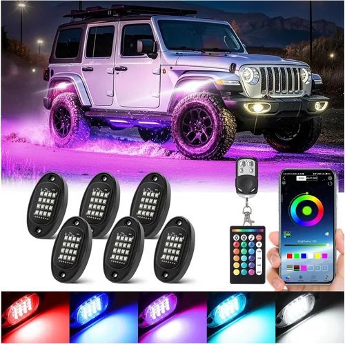 Miniatura 10 de 6 cápsulas de luces LED de aleación para UTV, ATV, carrito de golf, camioneta RZR todoterreno, kit de neón RGB multicolor impermeable actualizado