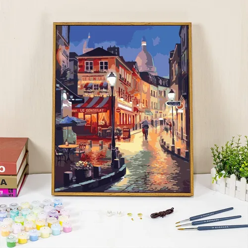 Miniatura 3 de QUITEDEW Kits de Pintura por Números para Adultos, Pintura por Números de la Ciudad para Adultos, Pintura por Números de Paisaje Urbano Nocturno