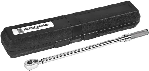 Klein Tools 57010 Llave dinamométrica cuadrada de 1/2 pulgada, cabezal de trinquete microajustable, 30 a 250 pies-libra
