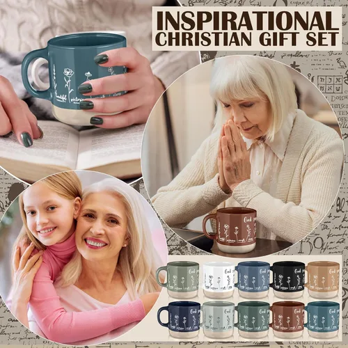 Miniatura 6 de Didaey 10 tazas cristianas a granel para mujeres, 13 onzas, versículos de la Biblia, tazas de café religiosas de cerámica con asas, regalo