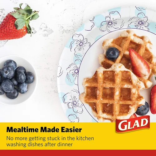 Miniatura 5 de Glad - Platos de papel desechables cuadrados para todas las ocasiones Azul