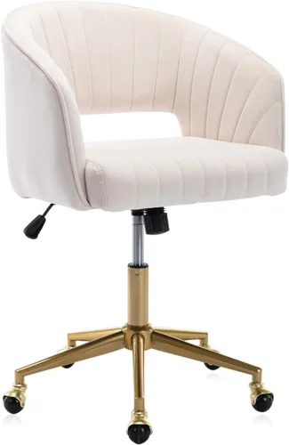 Miniatura 8 de Eifizek Silla de escritorio de oficina de terciopelo, moderna silla de escritorio ajustable para el hogar con ruedas, silla giratoria para Negro