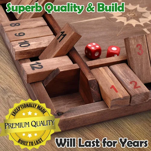 Miniatura 7 de Sterling Games - Juego de 12 pulgadas para 4 jugadores, juego de dados familiares con caja de 12 números, tablero de madera grande con temática