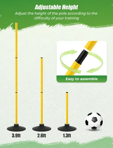 Miniatura 7 de GHB Postes de Agilidad Paquete de 4 de 50" Postes de Entrenamiento de Fútbol Deportivo, Equipo de Entrenamiento de Velocidad Desmontable Accesorios