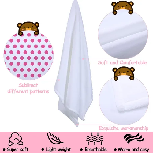 Miniatura 3 de Boao 2 mantas de sublimación para bebé de 30 x 40 pulgadas, manta blanca blanca para recibir bebé, mullida, suave y cálida, manta para bebé recién