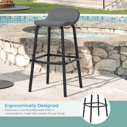 Miniatura 5 de Suncast Taburetes de bar de resina modernos para exteriores con reposapiés, juego de 2 sillas de barra resistentes a la intemperie para barra