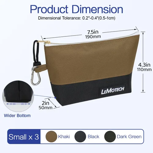 Miniatura 4 de Bolsas de herramientas LeMotech con cremallera, bolsas pequeñas resistentes al agua, bolsa de utilidad Oxford 1680D para organizadores