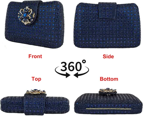 Miniatura 2 de Bolso de noche único con diamantes de imitación brillantes para mujer, bolso de embrague floral Sparkly, Rhinestone, Unique, Floral