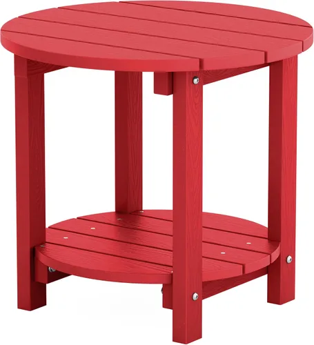 Miniatura 7 de YEFU Adirondack - Mesa auxiliar doble para exteriores, de 18 pulgadas, mesa auxiliar de madera de polietileno, resistente a la intemperie para Negro
