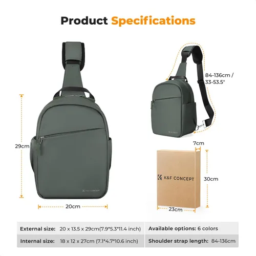 Miniatura 8 de K&F CONCEPT Bolso pequeño para cámara para fotógrafo, bolsa de hombro cruzada para cámara DSLR/SLR/sin espejo, estuche compacto para cámara