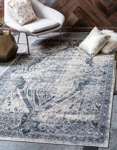 Miniatura 20 de Unique Loom Chateau Collection - Alfombra de área Wilson (2' 2" x 6' 9", alfombra de pasillo, azul oscuro/gris)