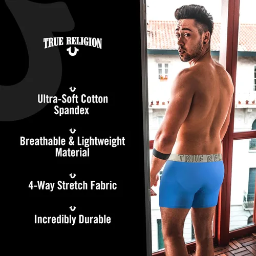 Miniatura 5 de True Religion Calzoncillos tipo bóxer de algodón elástico para hombre, paquete de 4