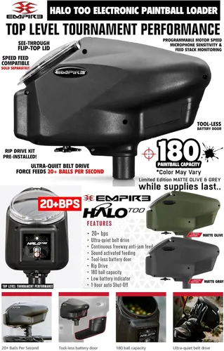 Miniatura 3 de Maddog Empire Mini GS - Marcador de pistola de paintball completo con tanque HPA, Empire Halo Too Loader, gafas térmicas antivaho para máscara
