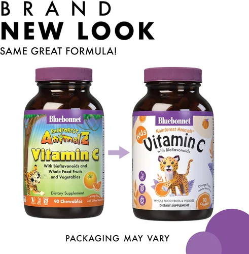Miniatura 3 de Bluebonnet Nutrition Rainforest Animalz - Tabletas masticables de vitamina C con forma de animal, 250 mg de vitamina C, sin soja, sin gluten