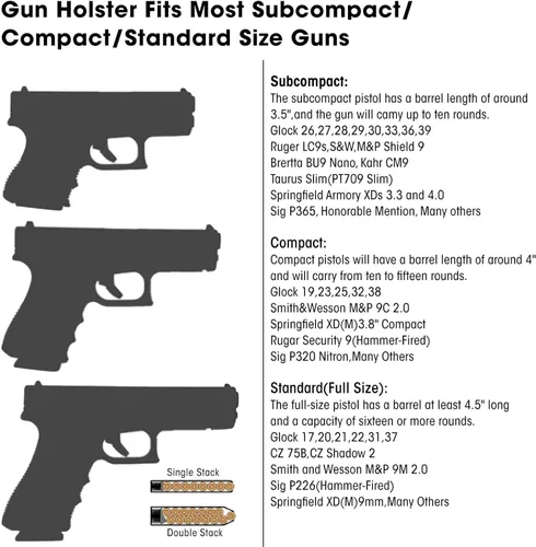 Miniatura 3 de Paquete de 2 fundas mejoradas para pistola de transporte oculto para hombres y mujeres, funda universal IWB OWB para mano derecha/izquierda