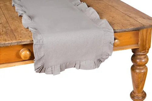 Xia Home Fashions Camino de mesa sólido con ribete de volantes, 16 x 72 pulgadas, gris pardo