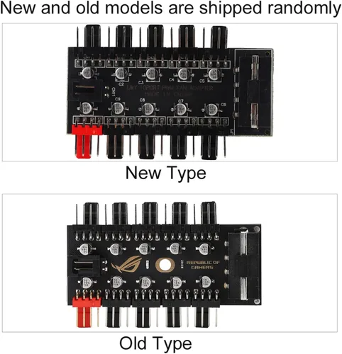 Miniatura 7 de Hub de ventilador de chasis de 4 pines, control de cable de ventilador de carcasa de PC de 10 puertos, divisor de controlador PWM, concentrador