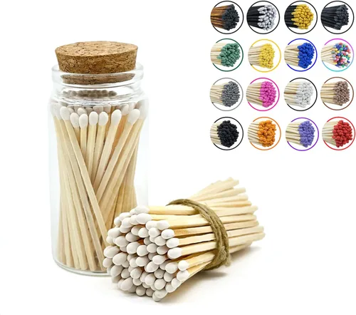 Miniatura 28 de Chandler Studio Fósforos en un frasco Más de 60 cerillas Fósforos decorativos con almohadilla de encendido Encendedor de velas largo