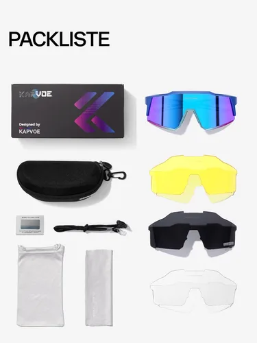 Miniatura 8 de KAPVOE Gafas polarizadas con 1 lente o 4 lentes de protección UV para mujeres y hombres, gafas de sol para ciclismo, marco TR90, para deportes