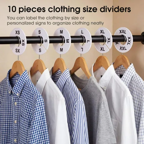 Miniatura 4 de Blulu Paquete de 10 divisores de tamaño de percheros redondos para ropa