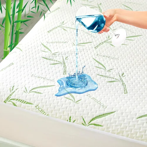 Miniatura 2 de Protector de colchón de viscosa de bambú de alta calidad, impermeable, sin vinilo, protector de colchón de tela de aire 3D, suave, transpirable, sin