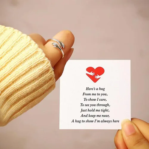 Miniatura 3 de Anillos de abrazo para mujeres y niñas, anillo ajustable chapado en oro de 14 quilates para hija de mamá, regalo para adolescentes y parejas, Sin