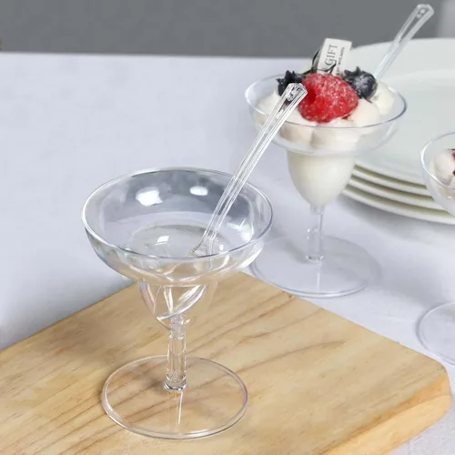 Miniatura 6 de Efavormart Paquete de 24 Vasos de Margarita de Plástico Transparente Cristalino Mini de 2 onzas con Cucharas, Juego de Copa y Cuchara Desechable