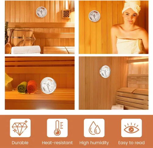 Miniatura 7 de Termómetro e higrómetro de sauna, medidor de temperatura de sauna colgante 2 en 1, medidor preciso de temperatura y humedad para sauna Roomsk