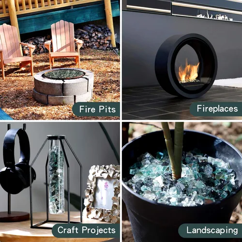Miniatura 4 de Onlyfire Vidrio de Fuego Reflectante Mezclado de 10 Libras para Hoguera, Chimenea y Paisajismo, Rocas de Vidrio de Fuego de Colores Mezclados