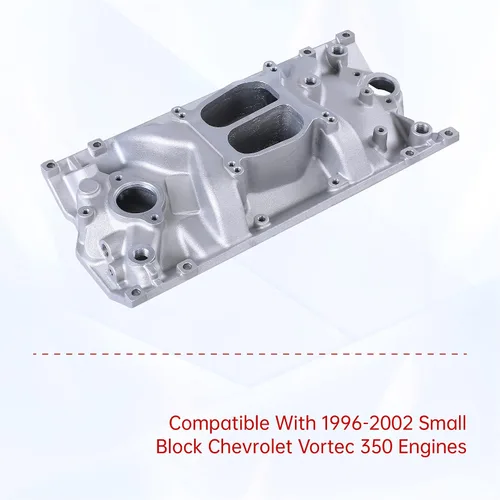 Miniatura 3 de Colector de admisión de aluminio satinado de doble plano compatible con SBC Small Block Chevy 1996-2002 Vortec 350