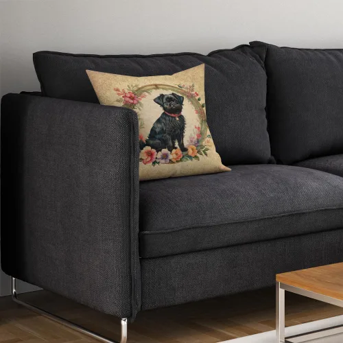 Miniatura 3 de Caroline's Treasures DAC2072PW1414 Affenpinscher and Flowers - Almohada decorativa de tela, lavable a máquina, para interiores y exteriores