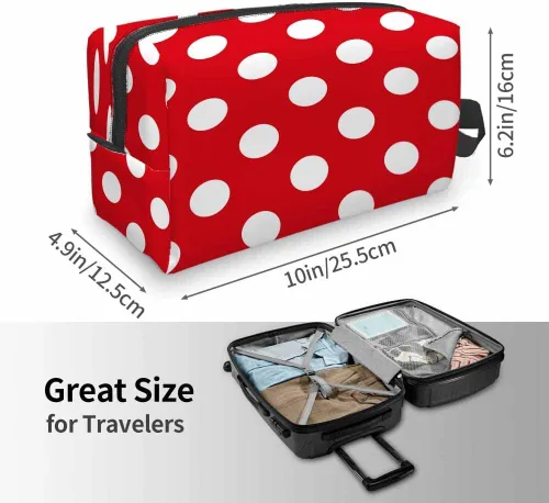 Miniatura 2 de Bolsa de maquillaje Bolsa de cosméticos de viaje, bolsa de maquillaje portátil versátil con cremallera para mujeres, Estampado de puntos