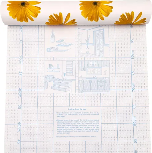Miniatura 4 de Yifely Revestimiento de estante extraíble para encimeras de papel para cubrir gabinetes de cajones antiguos de apartamentos, margarita amarilla
