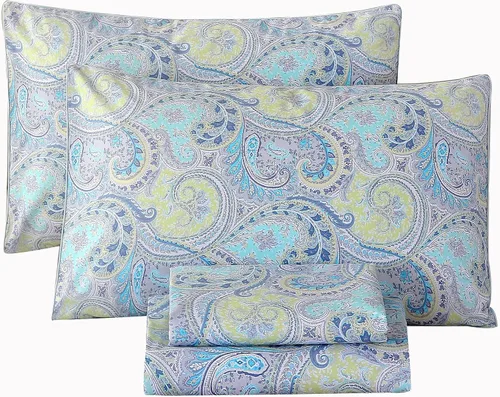 Miniatura 12 de RYNGHIPY Juego de sábanas de algodón con estampado floral de abejas Shabby, con fundas de almohada, juego de ropa de cama de algodón egipcio