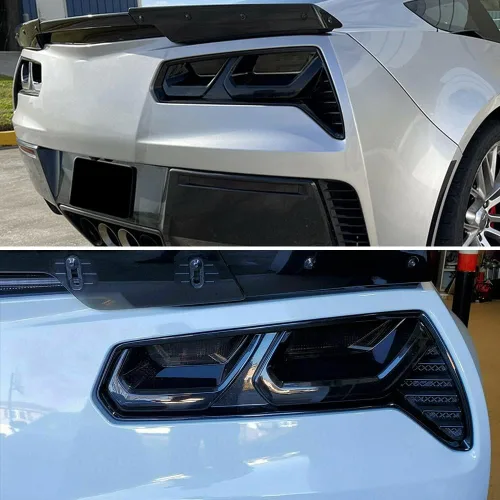 Miniatura 8 de Juego de lentes traseras con cristal ahumado de acrílico moldeado Compatible con C7 Corvette 2014 2015 2016 2017 2018 2019 Faro trasero con lente