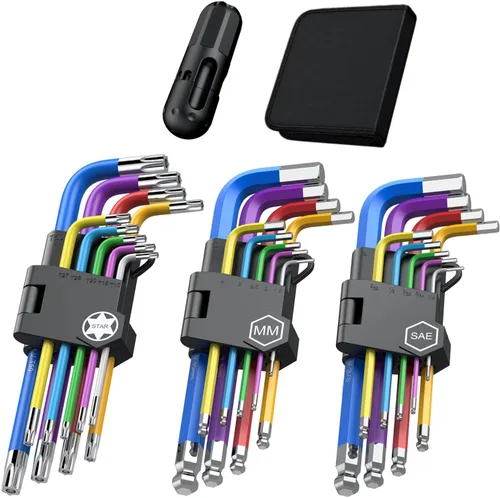 Miniatura 8 de Juego de llaves Allen de 9 piezas, juego de llaves Torx TRX estrella de colores T10, T15, T20, T25, T27, T30, T40, T45, T50 para ensamblaje