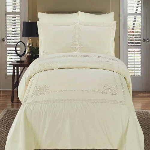 Miniatura 2 de Royal Bedding Athena - Juego de funda de edredón bordada de 3 piezas, 100% algodón, 300 hilos