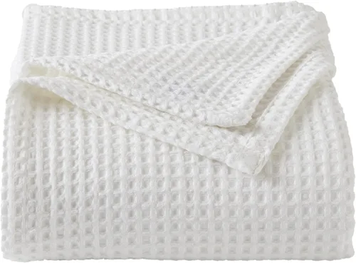 Manta de cama 100% algodón con tejido gofrado | Manta suave, transpirable y ligera para todas las estaciones | Perfecta para acolchado | Colección