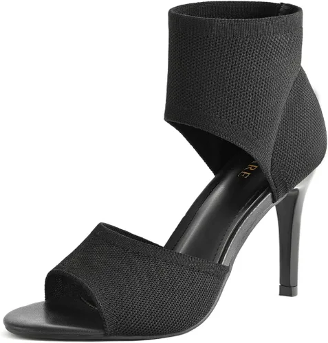 Miniatura 21 de Tacones de Puntera Abierta para Mujer, Sexys Tacones de Aguja de 3 Pulgadas, Sandalias de Tacón para Mujer con Puntera Abierta, Amplias, de Tejido