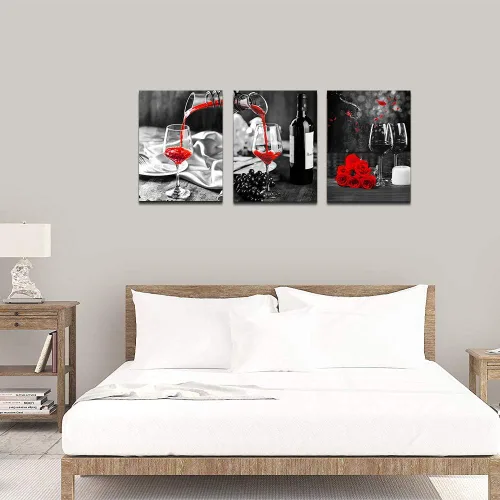 Miniatura 6 de Arte de pared de cocina para comedor, decoración de pared de naturaleza muerta, lienzo en blanco y negro, impresiones artísticas de barriles
