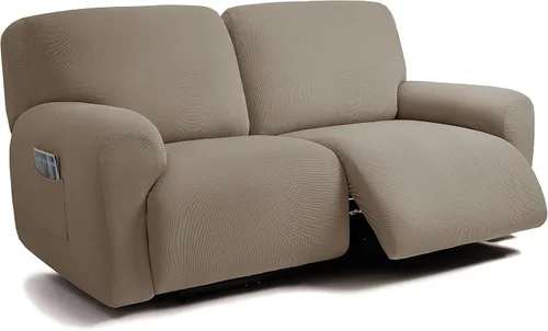 Miniatura 8 de ULTICOR - Juego de 8 fundas para sofá reclinable de jacquard, fundas elásticas para sofá reclinable para 3 cojines, fundas gruesas, suaves y Gris